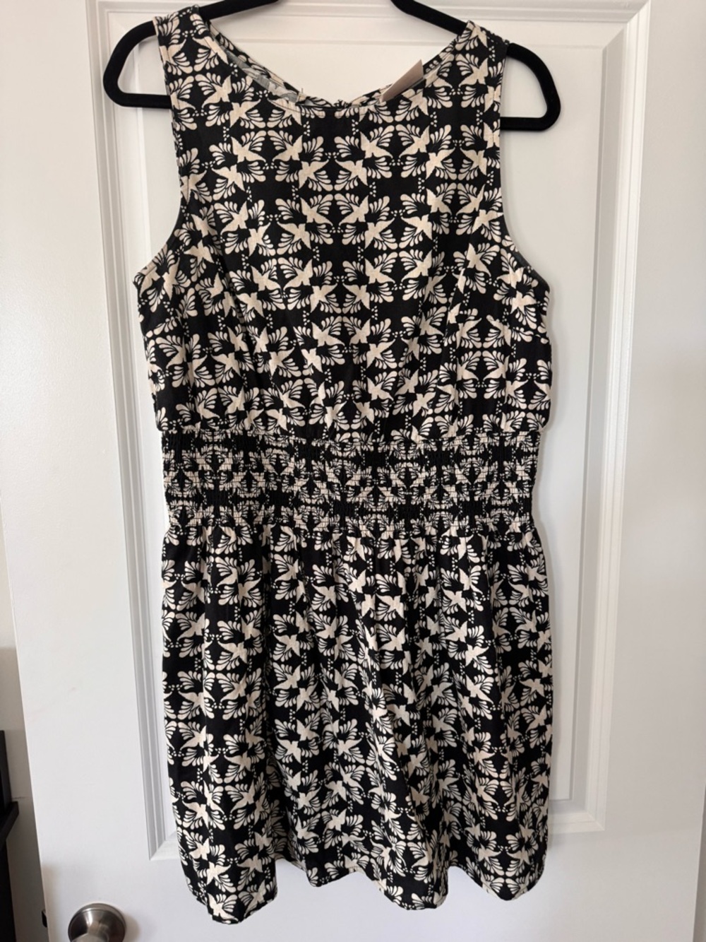 Universal Thread Black & Cream Floral Smocked Mini Dress